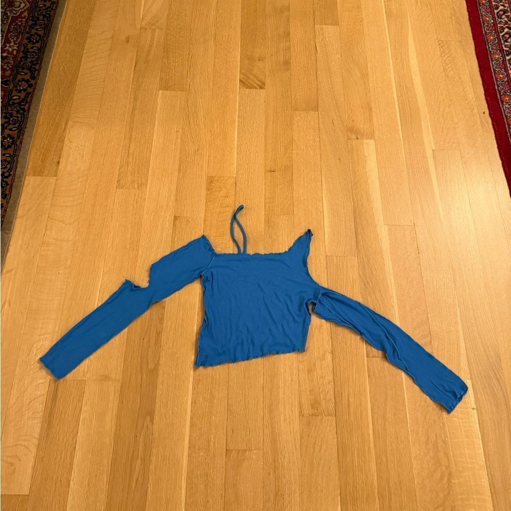 Blue Cut-Out Women's Top